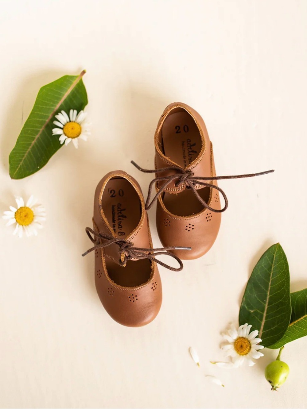 Brown Leather Lace-Up baby Shoes